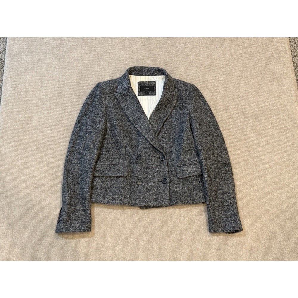 J.Crew Blazer Women 6 Gray Double Breasted Wool Blend Business Career Elevated